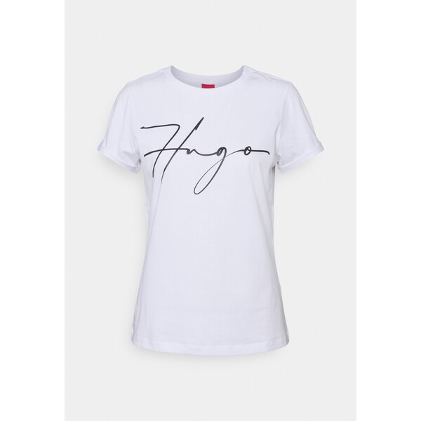 HUGO THE SLIM TEE T-shirt z nadrukiem white HU721D08I-A11
