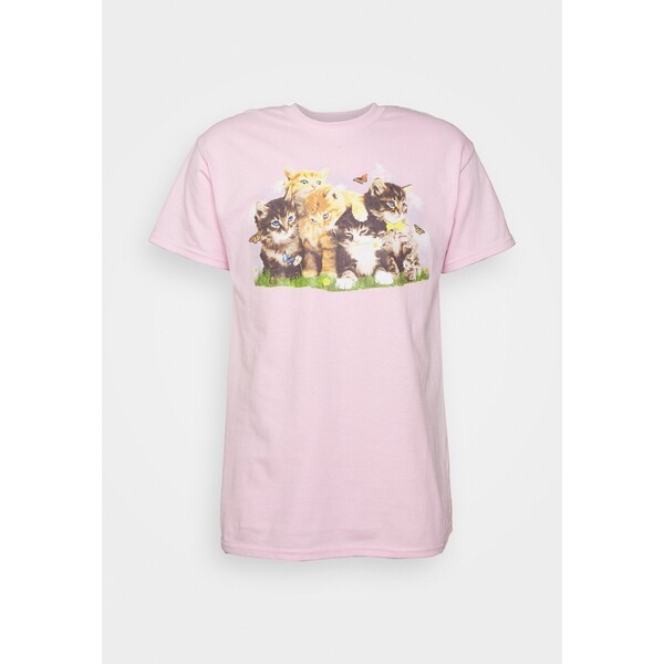 Vintage Supply REGULAR FIT WITH KITTENS GRAPHIC T-shirt z nadrukiem light pink VIO21D000-J11