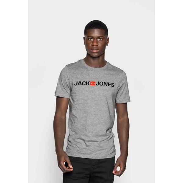 Jack & Jones JJECORP LOGO CREW NECK T-shirt z nadrukiem light grey melange JA222O1TS-C11