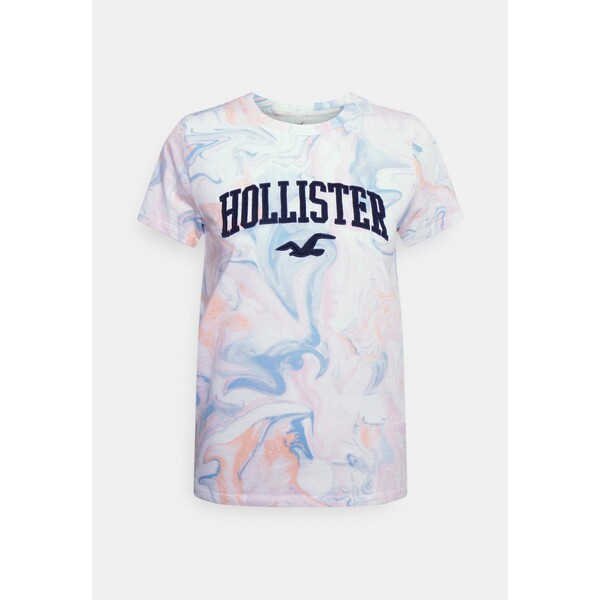 Hollister Co. TECH CORE T-shirt z nadrukiem blue marble wash H0421D0E9-K11