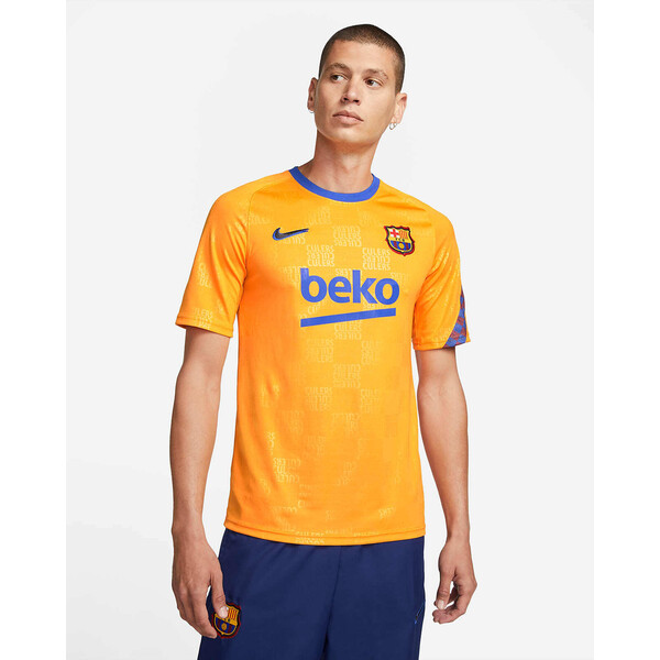 Męska przedmeczowa koszulka piłkarska z krótkim rękawem Nike Dri-FIT FC Barcelona