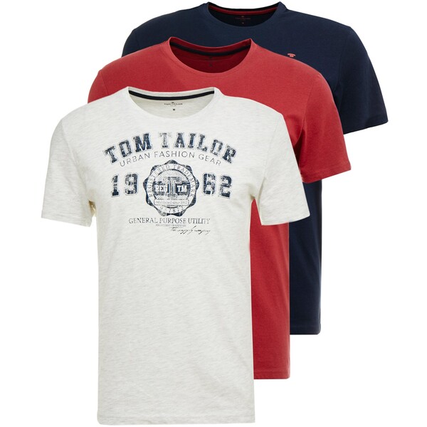 TOM TAILOR BASIC T-SHIRT 3 PACK T-shirt z nadrukiem blue TO222O0QR-K11