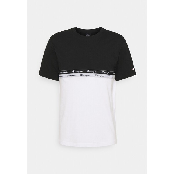 Champion CREWNECK T-shirt z nadrukiem white/black C7642D06L-A11