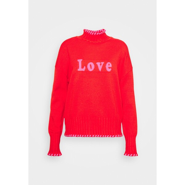 Never Fully Dressed LULU LOVE ROLL NECK CAMEL Sweter red NEN21I00F-G11