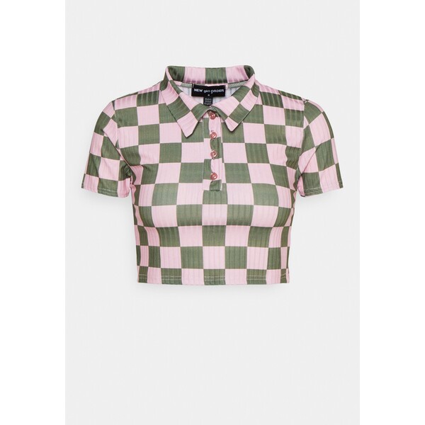 NEW girl ORDER CHECKERBOARD T-shirt z nadrukiem pink NEM21D027-J11