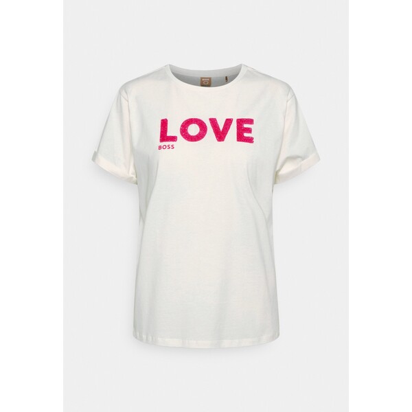 BOSS ELINEA T-shirt z nadrukiem open white BB121D09E-A11