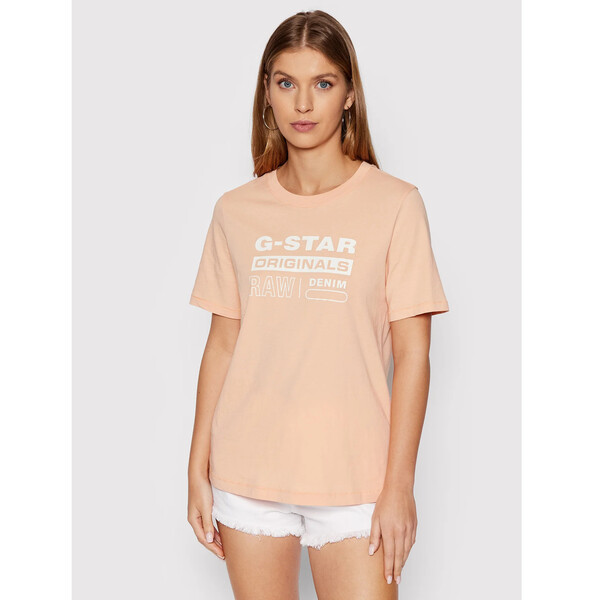 G-Star Raw T-Shirt Originals Label D19953-4107-C962 Pomarańczowy Regular Fit