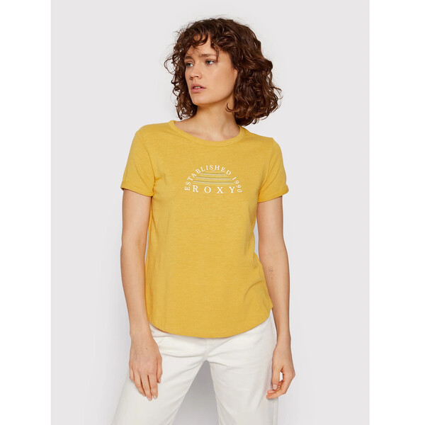 Roxy T-Shirt Oceanaholic ERJZT05354 Żółty Relaxed Fit