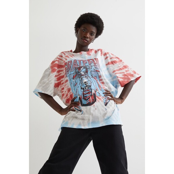 H&M T-shirt z nadrukiem 1031652004 Jasnoniebieski/Grateful Dead
