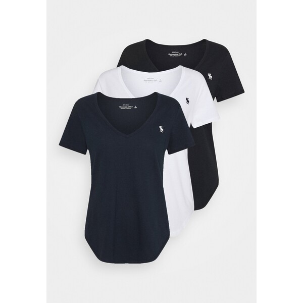 Abercrombie & Fitch VNECK 3 PACK T-shirt basic black/ white/ navy A0F21D0IT-Q11
