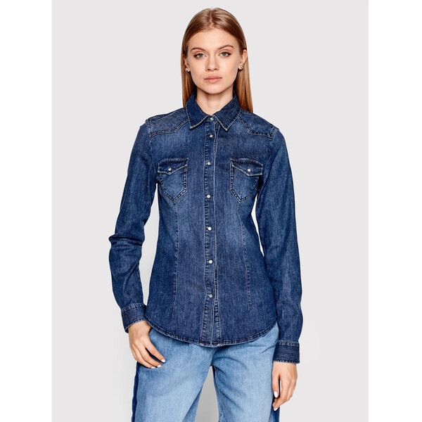 Sisley Koszula jeansowa 52TP5QF66 Niebieski Regular Fit