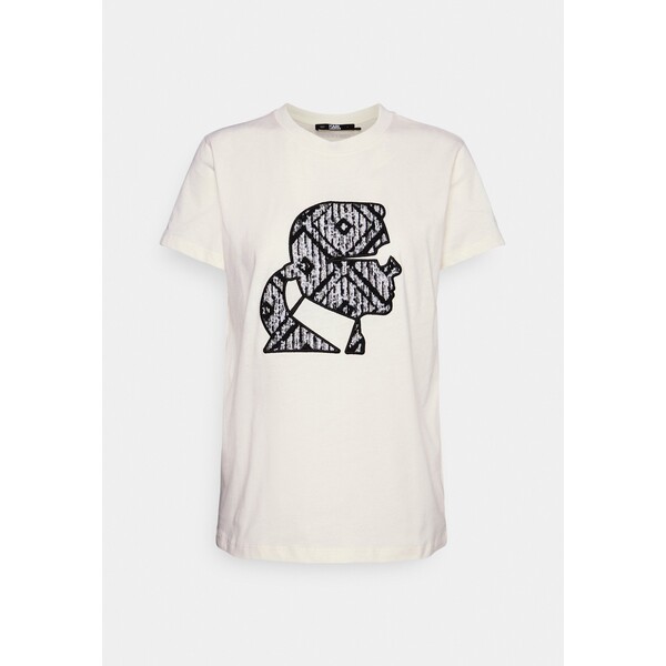 KARL LAGERFELD BOUCLE PROFILE T-shirt z nadrukiem off white K4821D08T-A11