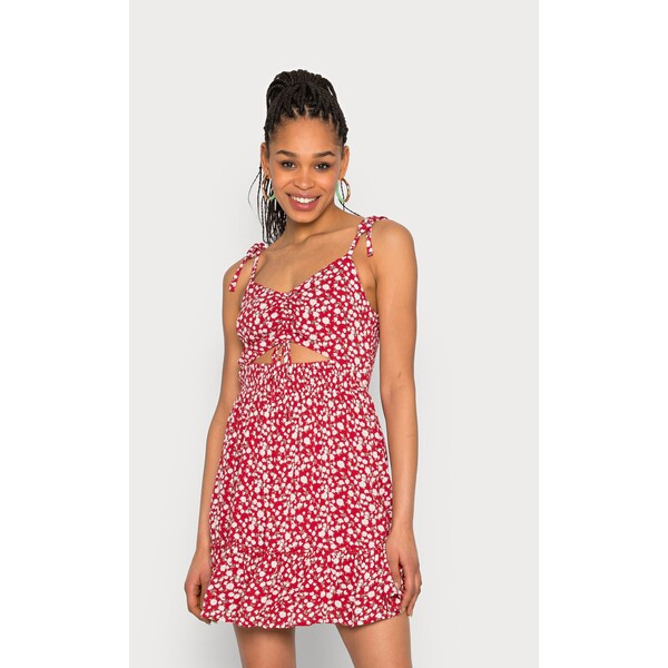 Hollister Co. BARE CUTOUT DRESS Sukienka letnia red H0421C056-G11