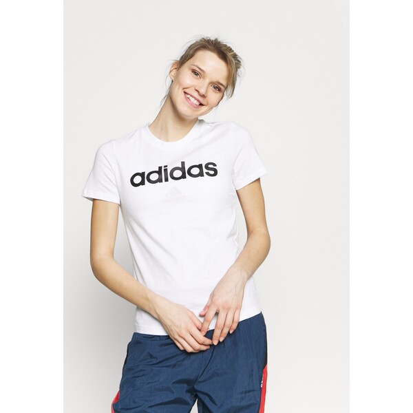 adidas Sportswear W LIN T T-shirt z nadrukiem white/black AD541D1P8-A11