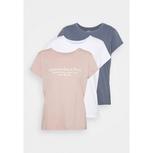 Abercrombie & Fitch LONG LIFE 3 PACK T-shirt z nadrukiem white/blue/pink A0F21D0I6-K11