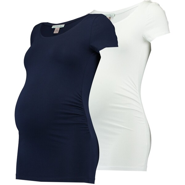Anna Field MAMA 2 PACK T-shirt basic white/dark blue EX429G01W-A11