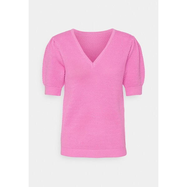 Vila VICHASSA V NECK PUFF T-shirt basic fuchsia pink V1021I1DA-J11