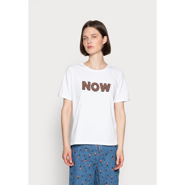 More & More SLEEVE T-shirt z nadrukiem white M5821D0LV-A11
