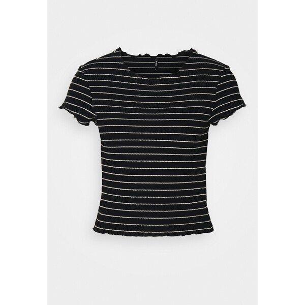 ONLY Tall ONLANITS CROPPED T-shirt z nadrukiem black/antique white OND21D057-Q11