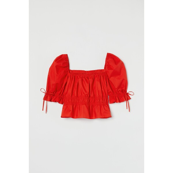 H&M Bluzka z bufiastym rękawem 0948112007 Czerwony