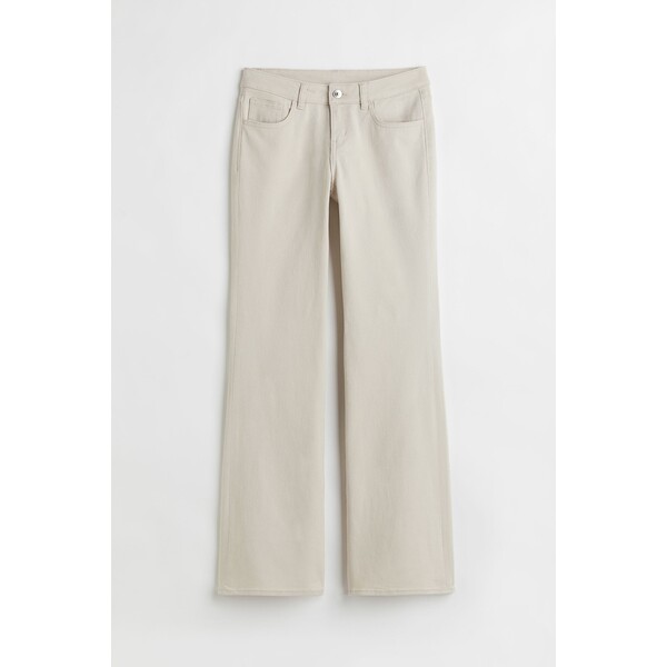H&M Rozszerzane spodnie z diagonalu Low Waist - 1044156004 Jasnobeżowy