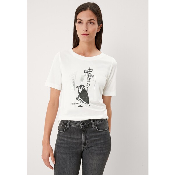 s.Oliver BLACK LABEL T-shirt z nadrukiem sequins SOA21E0JA-A11