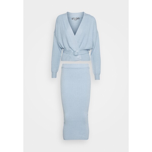 Missguided DOUBLE BREASTED CARDIGAN AND MIDI SKIRT SET Sweter blue M0Q21I07M-K11