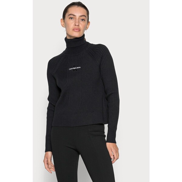 Calvin Klein Jeans MONOGRAM EMBROIDERY ROLL NECK Sweter black C1821I03F-Q11