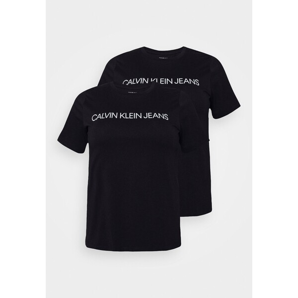 Calvin Klein Jeans Plus INSTITUTIONAL LOGO TEE 2 PACK T-shirt z nadrukiem black C2Q21D01C-Q11