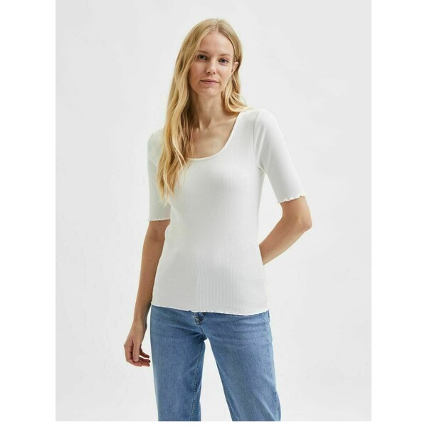 Selected Femme T-shirt basic snow white SE521D0I9-A11
