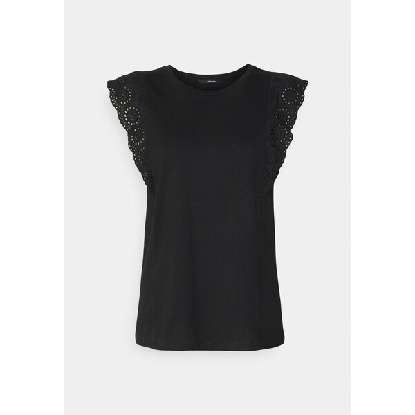Vero Moda Tall VMHOT SEVEN SLIT KNICKE MIX T-shirt z nadrukiem black VEB21C0DU-Q11