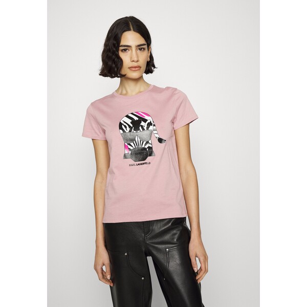 KARL LAGERFELD BIG IKONIK ANIMAL T-shirt z nadrukiem light pink K4821D08S-J11