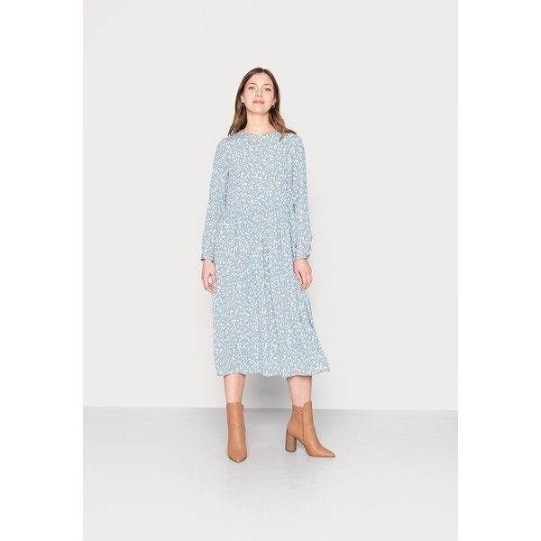 TOM TAILOR PRINTED CREPE MIDI DRESS Sukienka letnia blue dotted design TO221C0N2-K11
