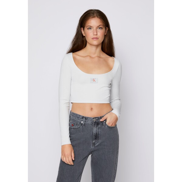 Calvin Klein Jeans SCOOP NECK TEE Bluzka z długim rękawem stone grey C1821D0GL-C11