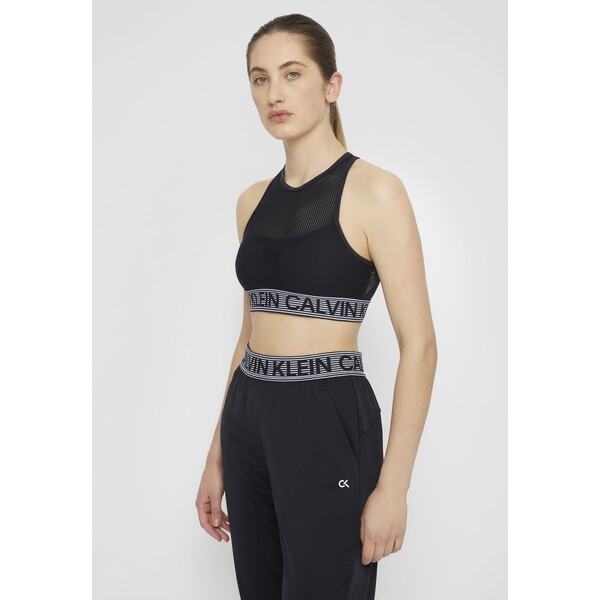 Calvin Klein Performance MEDIUM SUPPORT BRA Stanik sportowy z średnim wsparciem black/bright white CKA41I01L-Q11