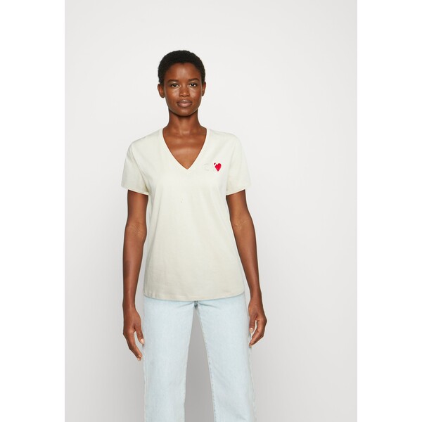 Calvin Klein VALENTINES V NECK T-shirt z nadrukiem muslin 6CA21D05A-A11