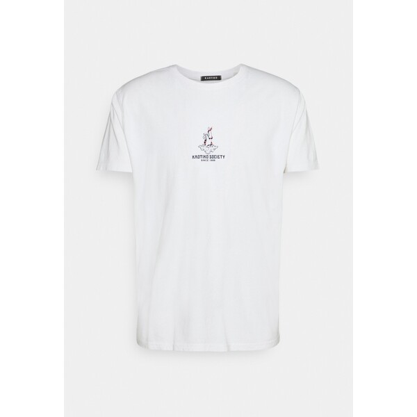 Kaotiko WASHED HAND SNAKE T-shirt z nadrukiem white KAI22O01H-A11