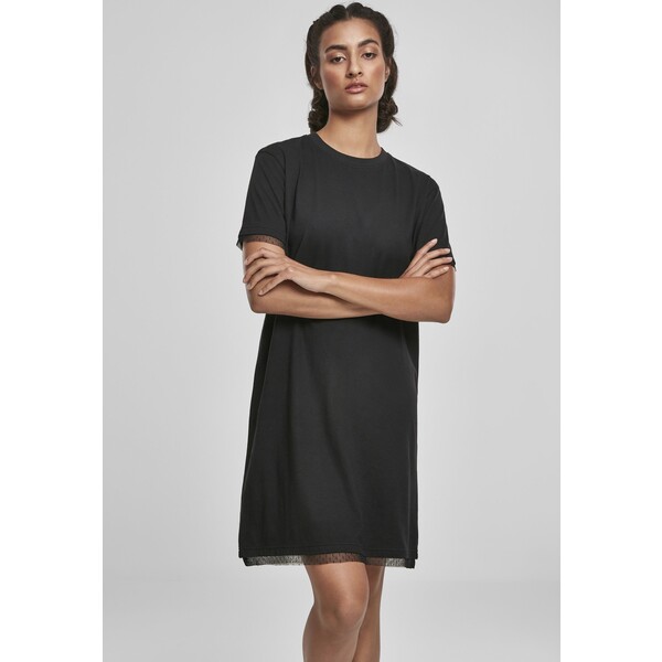 Urban Classics BOXY LACE Sukienka z dżerseju black UR621C01F-Q11