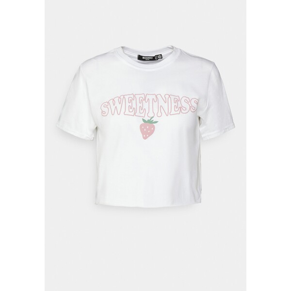 Missguided Petite SWEETNESS T-shirt z nadrukiem white M0V21D09C-A11