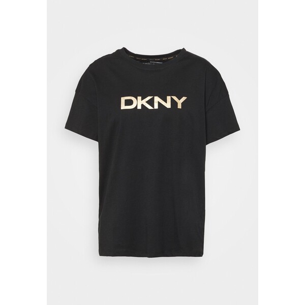 DKNY LACQUER SPARKLE LOGO OVERSIZED TEE T-shirt z nadrukiem black/gold DK141D01X-Q11