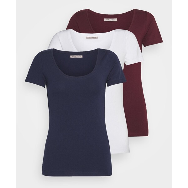 Anna Field 3 PACK T-shirt basic dark red/dark blue/white AN621D0PH-G11