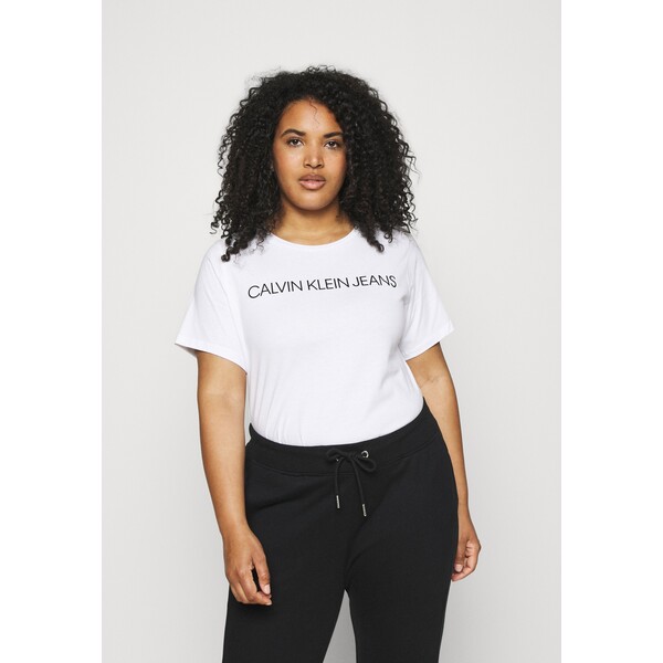 Calvin Klein Jeans Plus CORE INSTITUTIONAL TEE T-shirt z nadrukiem bright white C2Q21D00M-A11