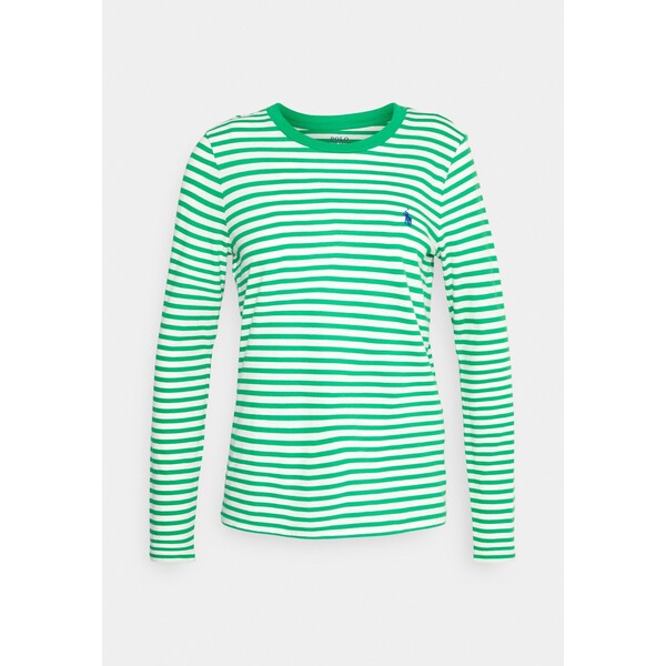 Polo Ralph Lauren STRIPED LONG-SLEEVE JERSEY TEE Bluzka z długim rękawem cruise green/white PO221D0B1-M11