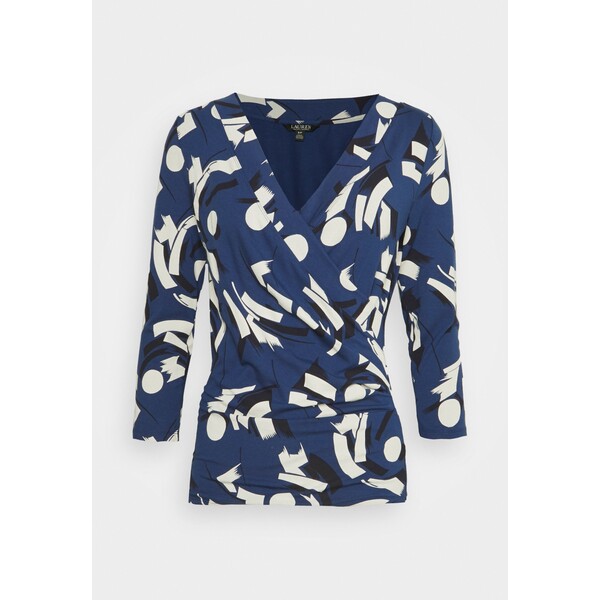 Lauren Ralph Lauren GEOMETRIC-PRINT SURPLICE JERSEY TOP Bluzka z długim rękawem blue/cream/navy L4221D0HK-K11