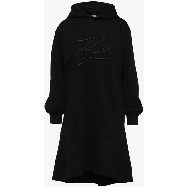 KARL LAGERFELD HOODED SWEAT DRESS W/ PEPLUM Sukienka letnia black K4821C04T-Q11