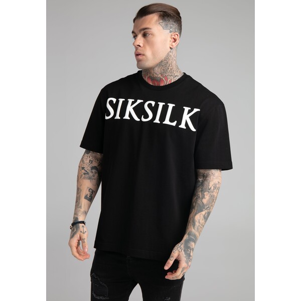 SIKSILK DROP SHOULDER RELAXED FIT TEE T-shirt basic black/white SIF22O0K8-Q11