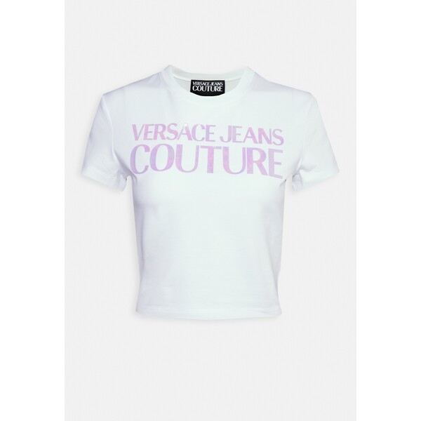 Versace Jeans Couture STRETCH T-shirt z nadrukiem white VEI21D05W-A11