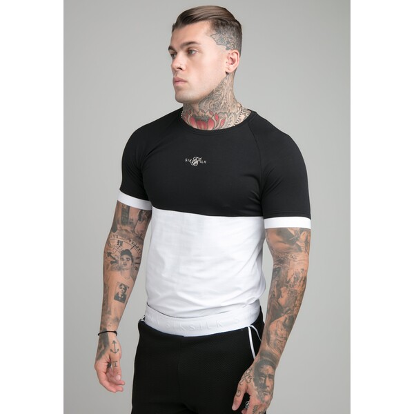 SIKSILK SURFACE TECH TEE T-shirt z nadrukiem black/white SIF22O0JY-Q11