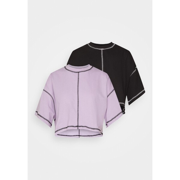 Missguided Petite CONTRAST STITCH CROP TEE 2 PACK T-shirt basic black/lilac M0V21D09E-Q11