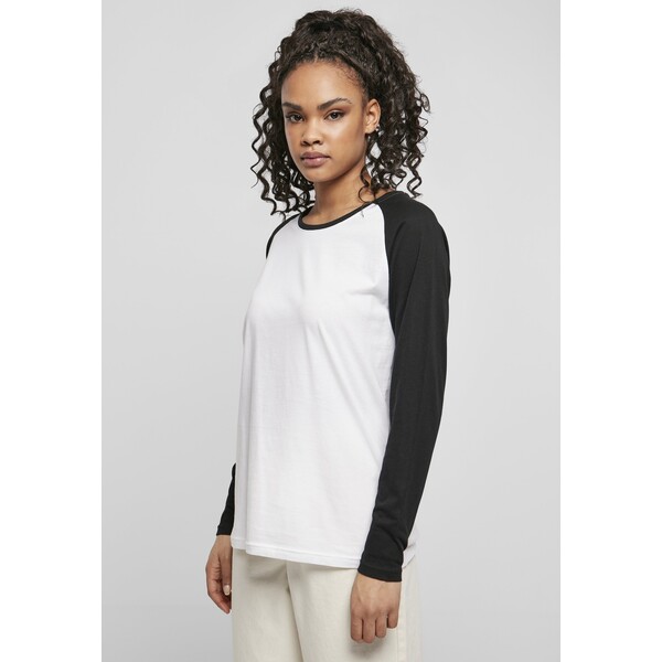 Urban Classics LADIES CONTRAST RAGLAN LONGSLEEVE Bluzka z długim rękawem white/black UR621E01M-A11